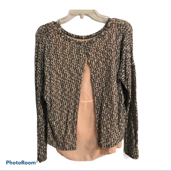 Rue21 Black/White Knit Sweater with pink underlay - Picture 2 of 4